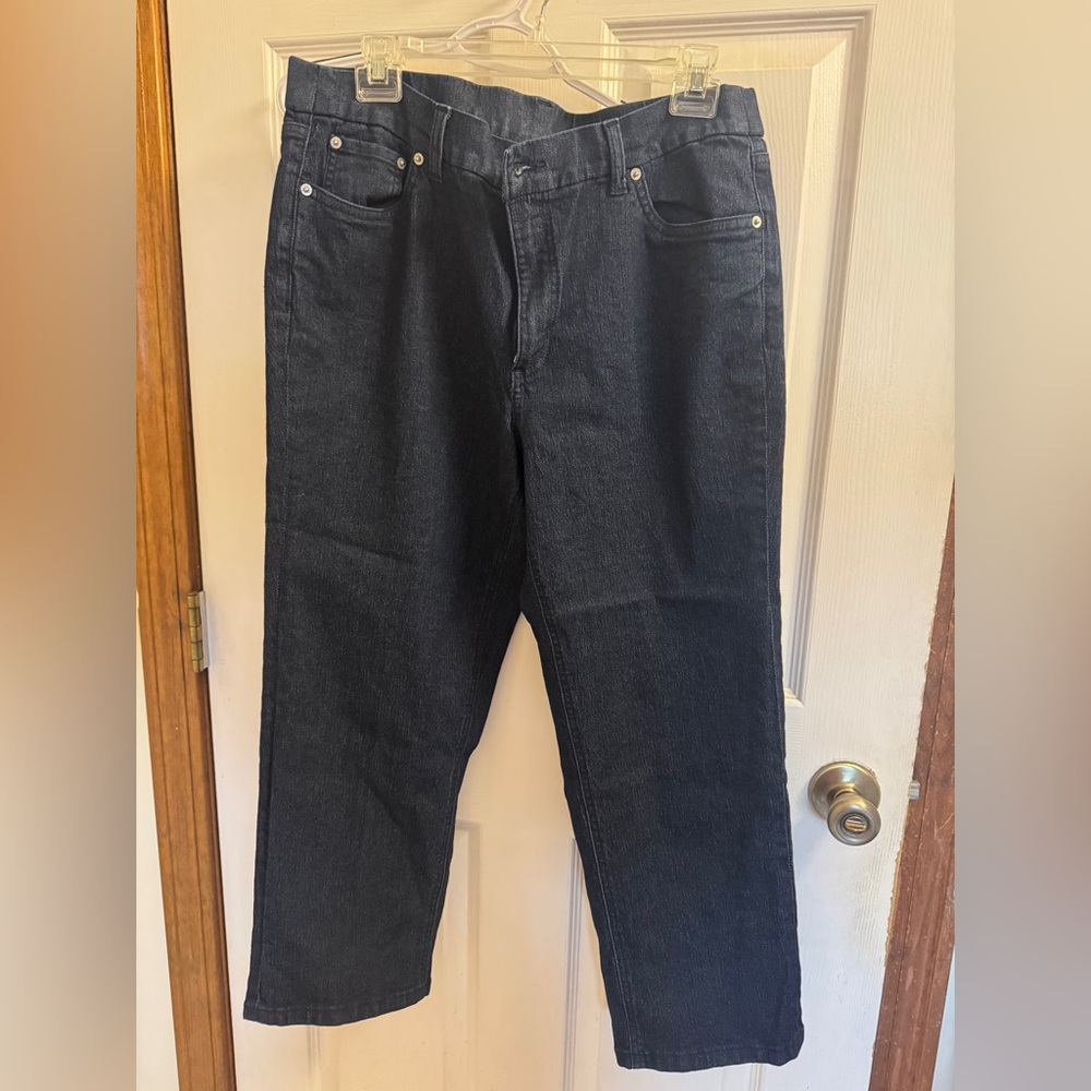 Denim&Co Women's High-Rise Dark Blue Stretch Capri Jeans